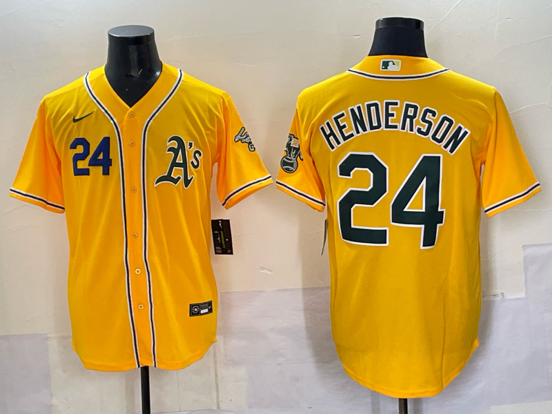 Men Oakland Athletics #24 Henderson yellow Nike 2025 MLB Jersey 005